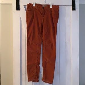 Free people thin corduroy rust skinnies 29